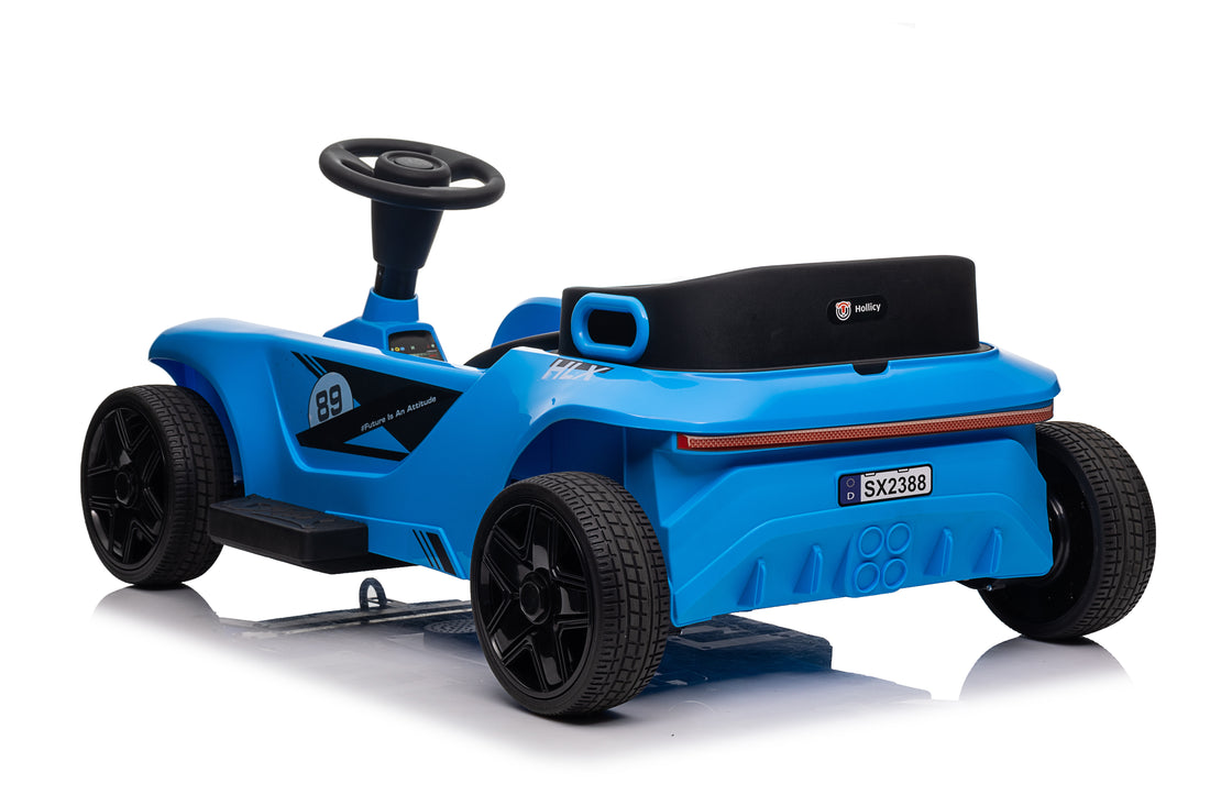 24V Electric Drifting Go Kart For Kids, Electric Ride On Toy W 85W*2 Motors, 8Mph Max Speed, Safety Belt, Music, Horn, Usb Blue Abs