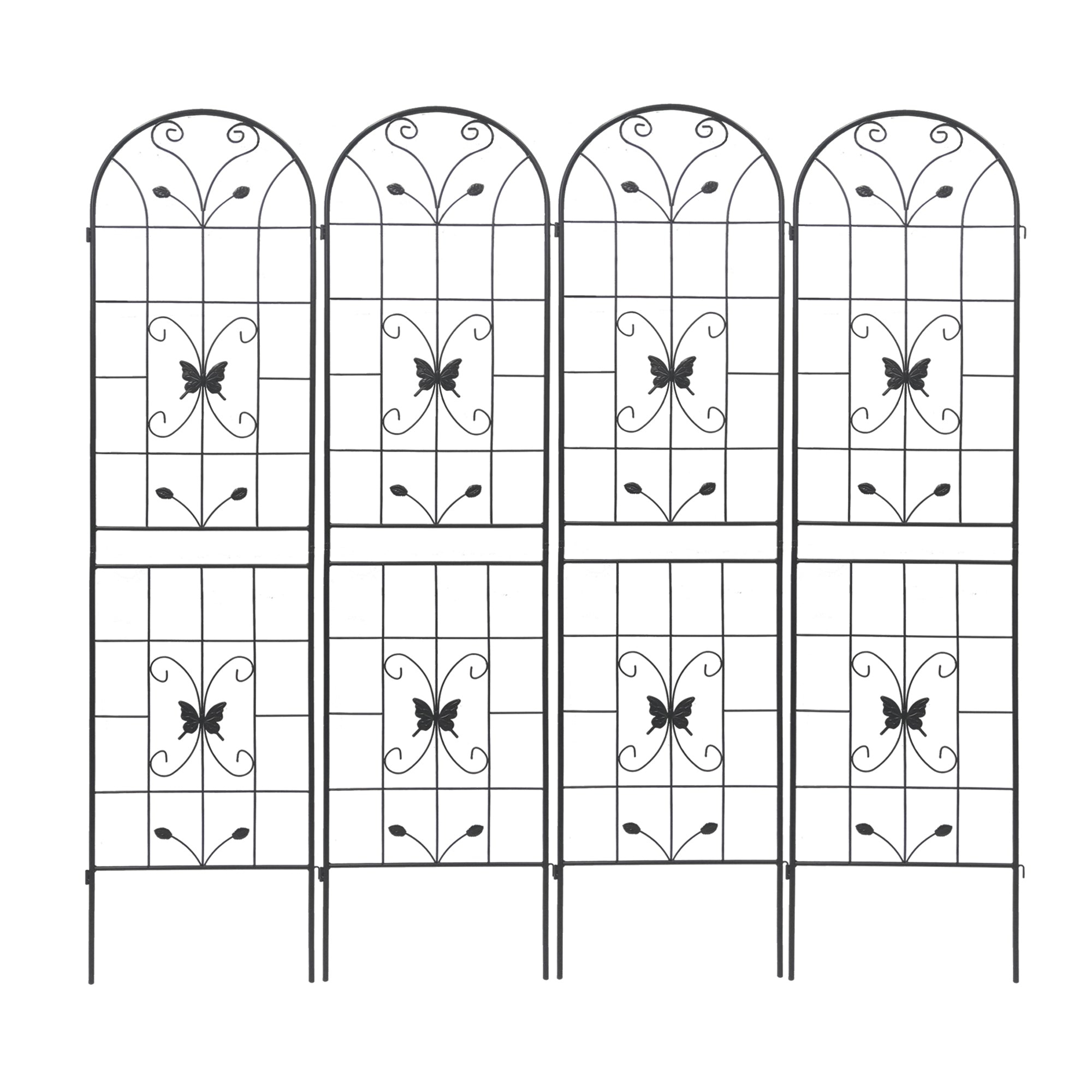 4 Pack Metal Garden Trellis 86.7" X 19.7" Rustproof Trellis For Climbing Plants Outdoor Flower Support Black Black Garden & Outdoor Iron