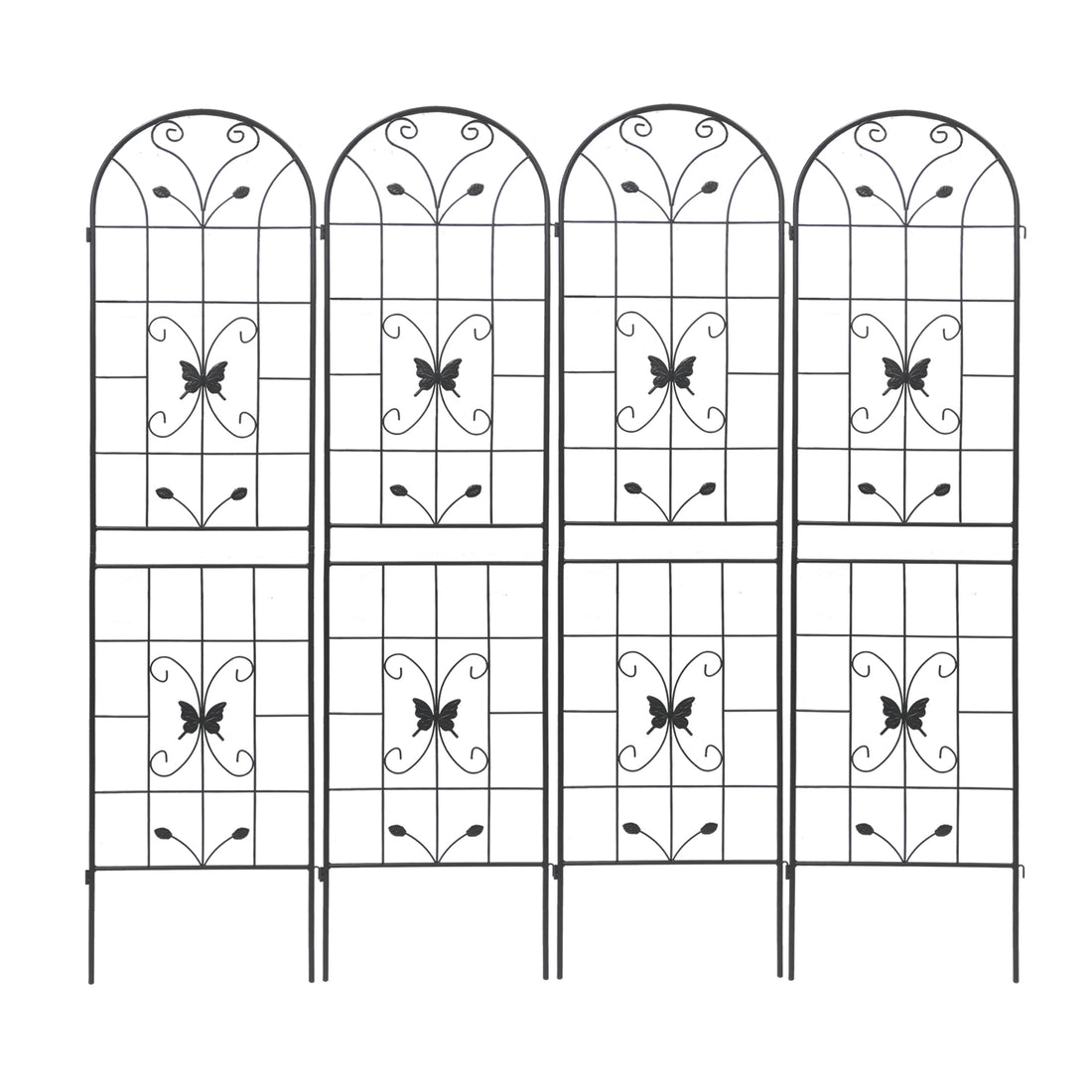 4 Pack Metal Garden Trellis 86.7" X 19.7" Rustproof Trellis For Climbing Plants Outdoor Flower Support Black Black Garden & Outdoor Iron