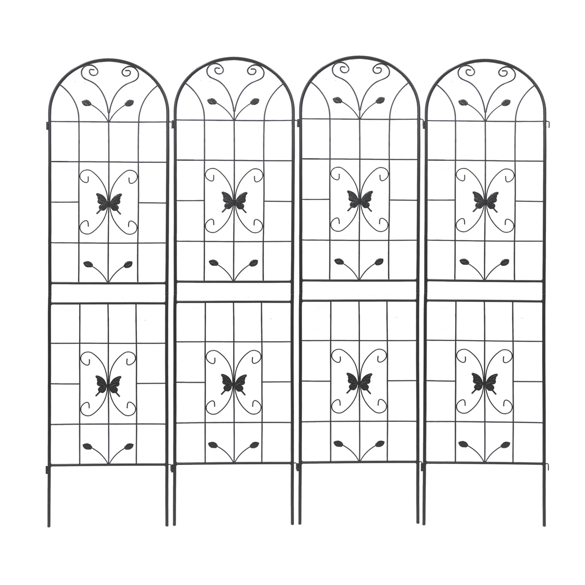 4 Pack Metal Garden Trellis 86.7" X 19.7" Rustproof Trellis For Climbing Plants Outdoor Flower Support Black Black Garden & Outdoor Iron