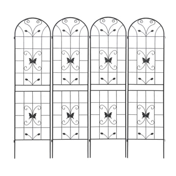 4 Pack Metal Garden Trellis 86.7" X 19.7" Rustproof Trellis For Climbing Plants Outdoor Flower Support Black Black Garden & Outdoor Iron