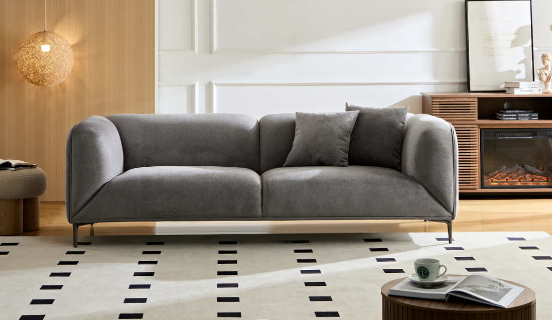 Wks2G Light Gray Sofa Can Be Placed In The Studio, Living Room, Attic Multiple Scenes, Modern Style Simple Fashion, Size 89.37* 35.43* High 28.74 Inches Gray Fabric 3 Seat