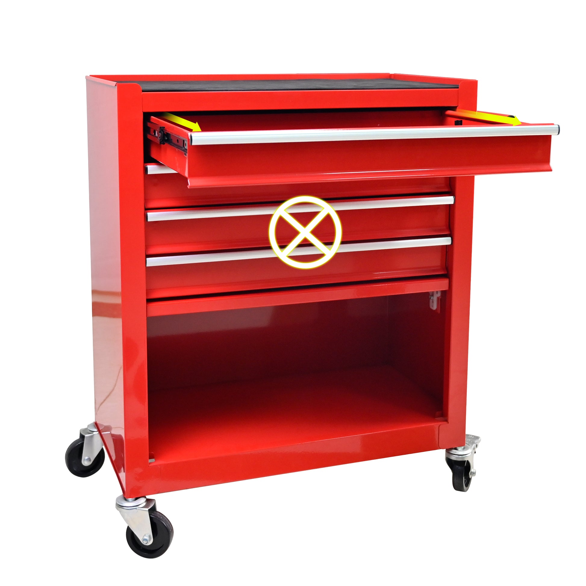 4 Drawers Tool Cabinet With Tool Sets Red Red Steel