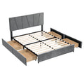 Queen Size Upholstery Platform Bed With Four Drawers On Two Sides, Adjustable Headboard, Grey Old Sku: Wf291774Eaa Box Spring Not Required Queen Grey Wood Bedroom Bed Frame Velvet Upholstered