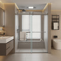 44 To 48 In. W X 76 In. H Double Sliding Frameless Soft Close Shower Door, Premium 3 8 Inch 10Mm Thick Tampered Glass And Easy Cleaning Coating In Chrome 23D02 48C Chrome Stainless Steel Tempered Glass