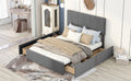 Queen Size Upholstery Platform Bed With Four Drawers On Two Sides, Adjustable Headboard, Grey Old Sku: Wf291774Eaa Box Spring Not Required Queen Grey Wood Bedroom Bed Frame Velvet Upholstered