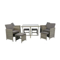 9 Pieces Patio Dining Sets Outdoor Space Saving Rattan Chairs With Glass Table Patio Furniture Sets Cushioned Seating And Back Sectional Conversation Set Grey Wicker Grey Cushion Yes Dining Set Grey Rust Resistant Frame Mildew Resistant Cushion Garden &