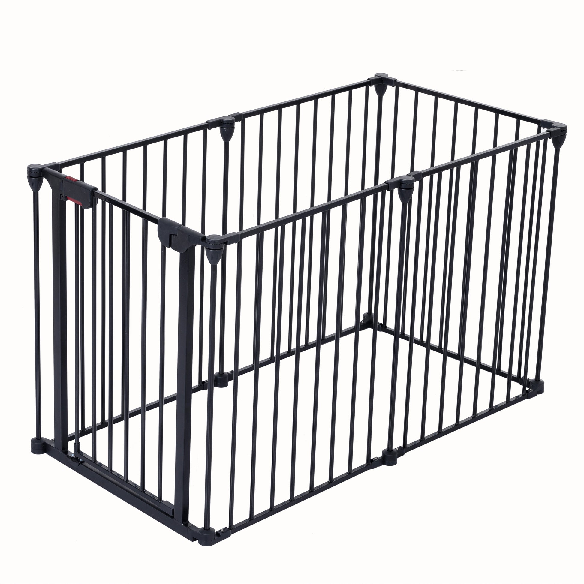 150" Adjustable Safety Gate 6 Panels Play Yard Metal Doorways Fireplace Fence Christmas Tree Fence Gate For House Stairs Gate Prohibited Area Fence Black Steel