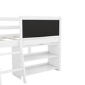 Twin Size Low Loft Bed With Two Movable Shelves And Ladder,With Decorative Guardrail Chalkboard,White Old Sku: Wf283286Aak Box Spring Not Required Twin White Wood Bedroom Pine