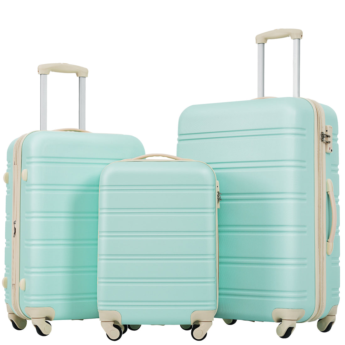 3 Piece Luggage Set Hardside Spinner Suitcase With Tsa Lock 20" 24' 28" Available Light Green Abs