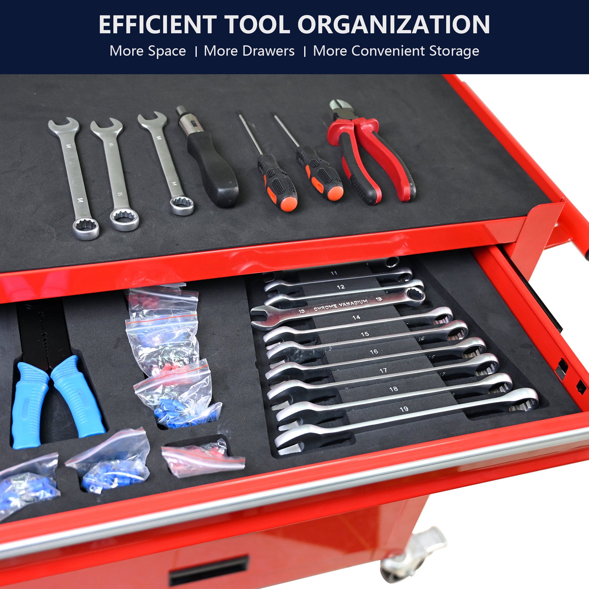 4 Drawers Tool Cabinet With Tool Sets Red Red Steel