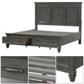 6 Piece Bedroom Sets, King Size Wood Bedroom Furniture Sets With King Size Bed, 2 Nightstands, Chest, Dresser And Mirror, Platform Bed Frame With 2 Drawers For Adults, Gray Gray Wood