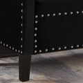 Upholstered Tufted Button Storage Bench With Nails Trim,Entryway Living Room Soft Padded Seat With Armrest,Bed Bench Black Nailheads Black Espresso Velvet Primary Living Space Black American Design Rubberwood Wood Internal Storage Foam Velvet