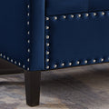 Upholstered Tufted Button Storage Bench With Nails Trim,Entryway Living Room Soft Padded Seat With Armrest,Bed Bench Navy Navy Velvet Modern Rubberwood Internal Storage Foam Velvet