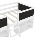 Twin Size Low Loft Bed With Two Movable Shelves And Ladder,With Decorative Guardrail Chalkboard,White Old Sku: Wf283286Aak Box Spring Not Required Twin White Wood Bedroom Pine