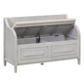 Rustic Style Solid Wood Entryway Multifunctional Storage Bench With Safety Hinge Gray Wash Beige High Back Gray Wash Primary Living Space Beige Mdf