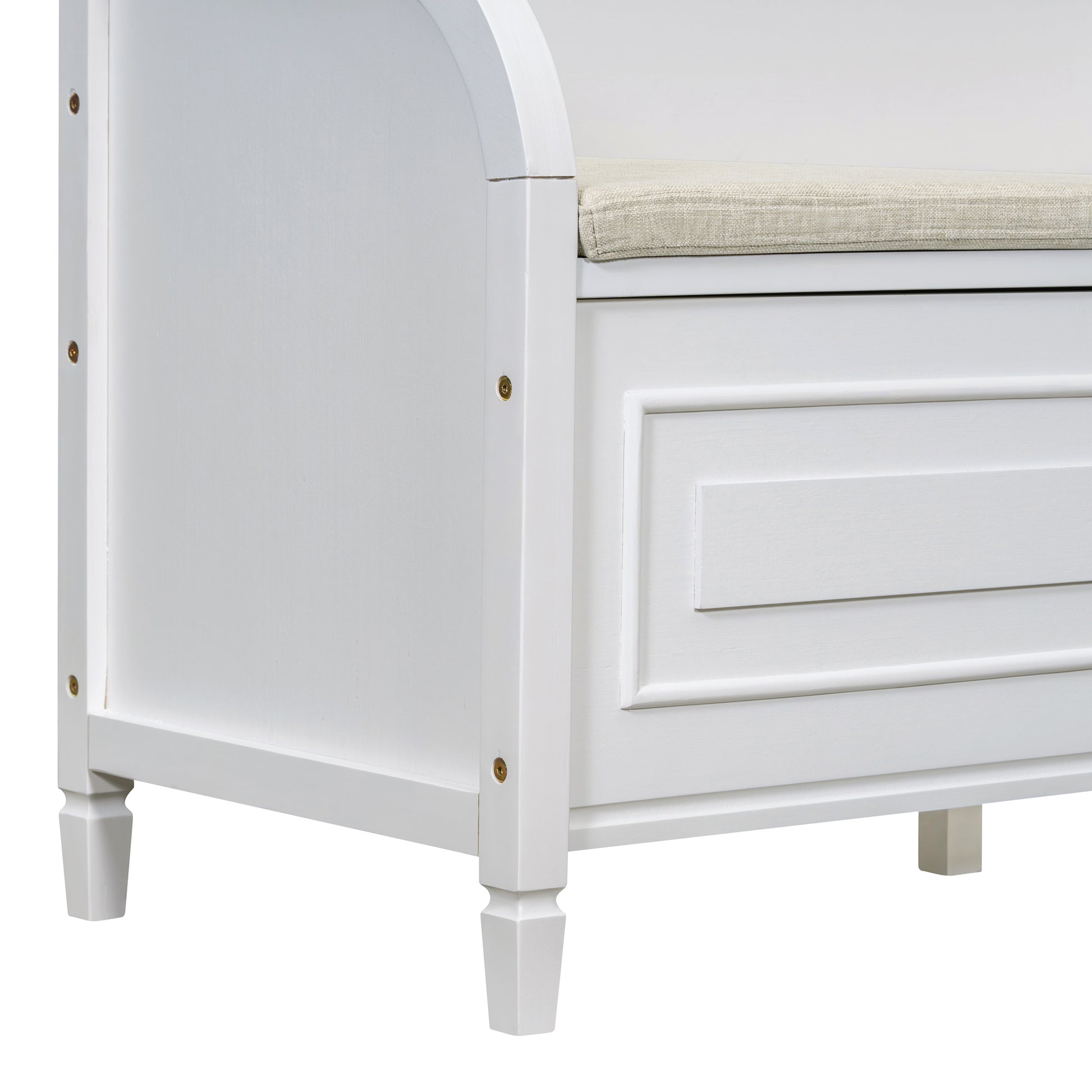 Rustic Style Solid Wood Entryway Multifunctional Storage Bench With Safety Hinge White Beige High Back White Primary Living Space Beige Mdf