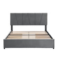 Queen Size Upholstery Platform Bed With Four Drawers On Two Sides, Adjustable Headboard, Grey Old Sku: Wf291774Eaa Box Spring Not Required Queen Grey Wood Bedroom Bed Frame Velvet Upholstered