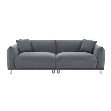 88.58" Sofa, Comfy Sofa Couch With Extra Deep Seats, Modern Sofa Bread Like Sofa With 2 Pillows And Metal Feet With Anti Skid Pads, Dark Grey. Dark Grey Polyester