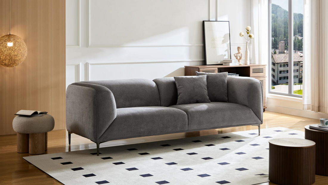 Wks2G Light Gray Sofa Can Be Placed In The Studio, Living Room, Attic Multiple Scenes, Modern Style Simple Fashion, Size 89.37* 35.43* High 28.74 Inches Gray Fabric 3 Seat