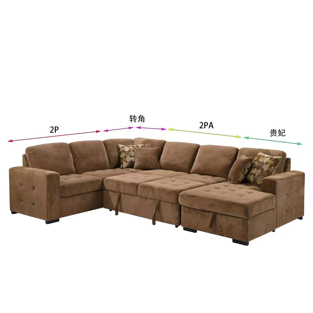 123" Oversized Sectional Sofa With Storage Chaise, U Shaped Sectional Couch With 4 Throw Pillows For Large Space Dorm Apartment. Brown Brown Foam Upholstered