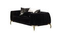 Majestic Shiny Thick Velvet Fabric Upholstered 2Pc Living Room Set Made With Wood In Black Black Velvet Wood Primary Living Space Tight Back Contemporary,Modern Upholstered Wood 5 Seat