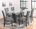 2Pc Contemporary Glam Upholstered Dining Side Chair Padded Plush Gray Fabric Upholstery Rich Black Color Wooden Furniture Gray Dining Room Contemporary,Farmhouse Dining Chairs Wood