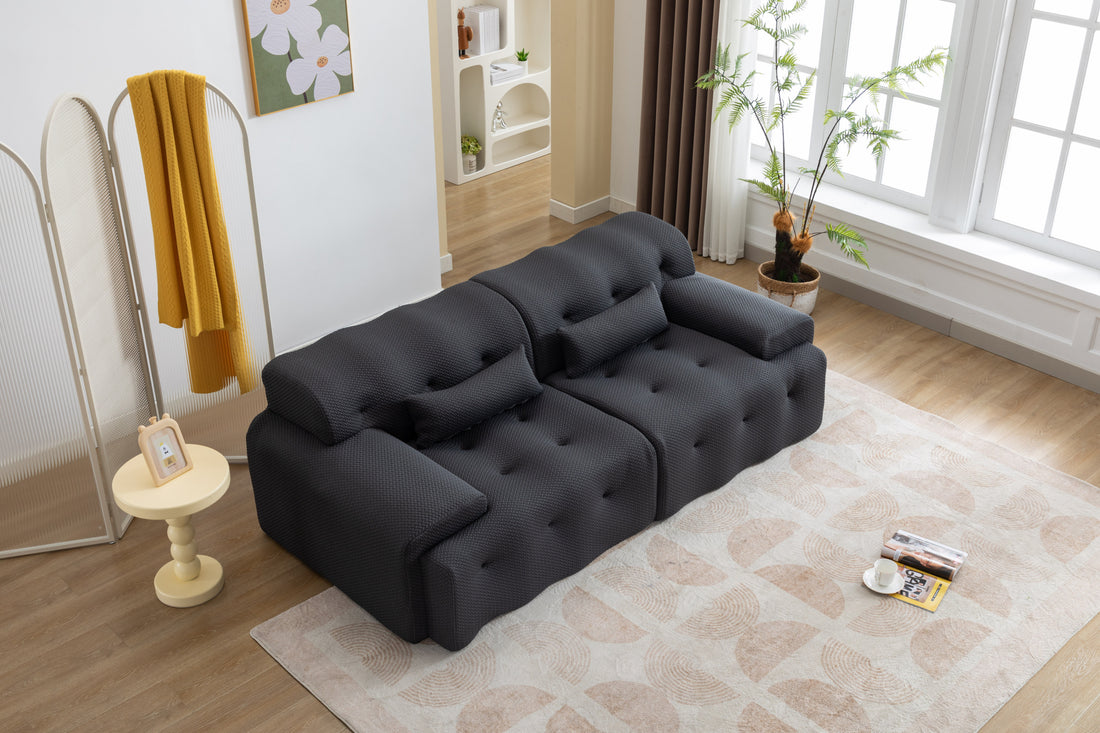 Large Size 2 Seater Sofa, Pure Foam Comfy Sofa Couch, Modern Lounge Sofa For Living Room, Apartment Black Foam Spring