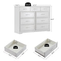 Bedroom Dresser, 9 Drawer Long Dresser With Antique Handles, Wood Chest Of Drawers For Kids Room, Living Room, Entry And Hallway, White, 47.56''W X 15.75''D X 34.45''H. White Particle Board