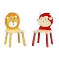 Kids Table And 2 Chairs Set, 3 Pieces Toddler Table And Chair Set, Wooden Activity Play Table Set Lion&Monkey Natural Solid Wood Mdf