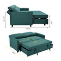 3 In 1 Convertible Sleeper Sofa Bed, Modern Fabric Loveseat Futon Sofa Couch W Pullout Bed, Small Beautiful Seat Lounge Sofa W Reclining Backrest, Furniture For Living Room,Green Green Foam Upholstered