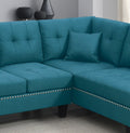 2 Pcs Sectional Set Living Room Furniture Laf Sofa And Raf Chaise Azure Blue Color Linen Like Fabric Tufted Couch Blue Primary Living Space Contemporary,Modern,Transitional L Shaped Rubberwood Fabric 5 Seat