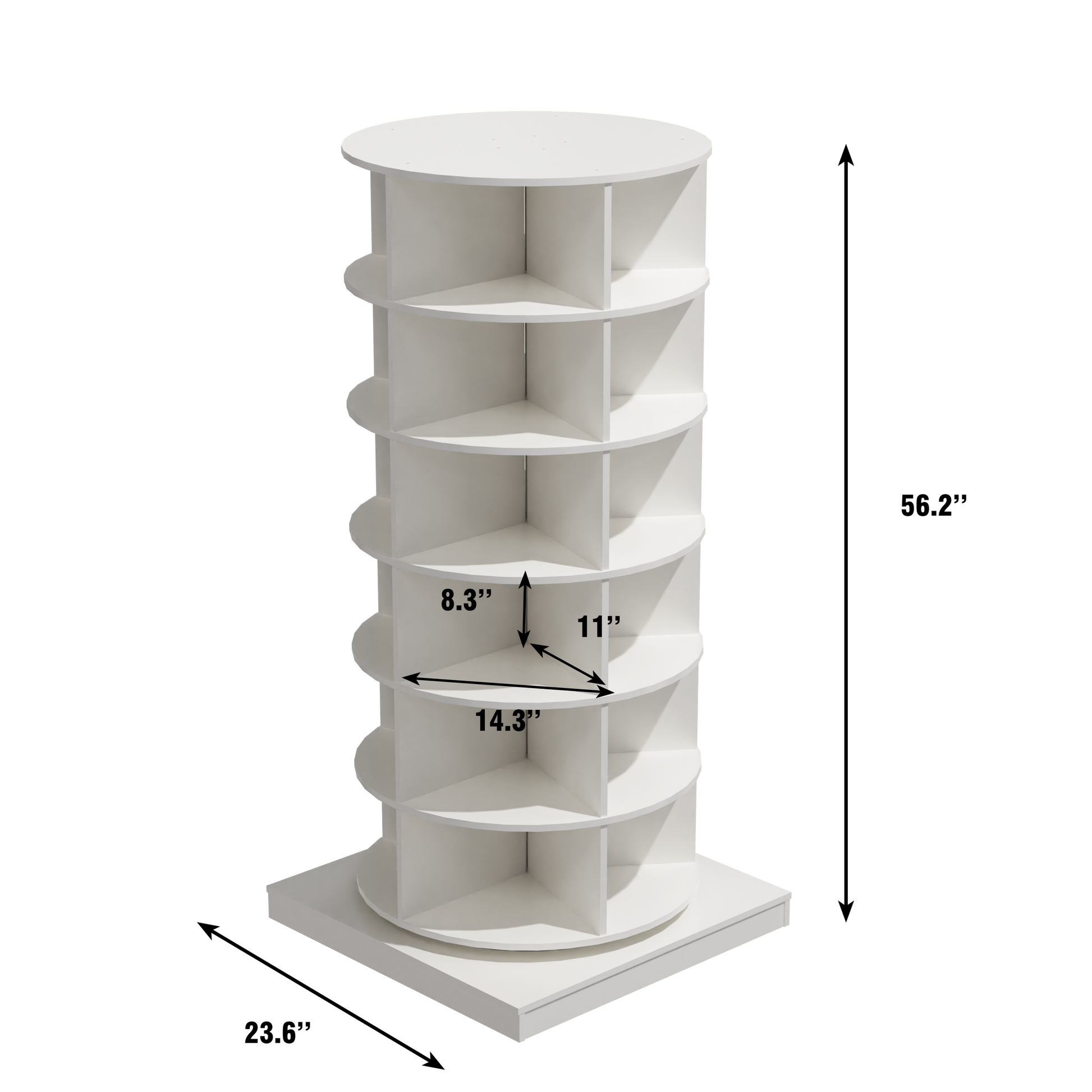 360 Rotating Shoe Cabinet 6 Layers White Melamine