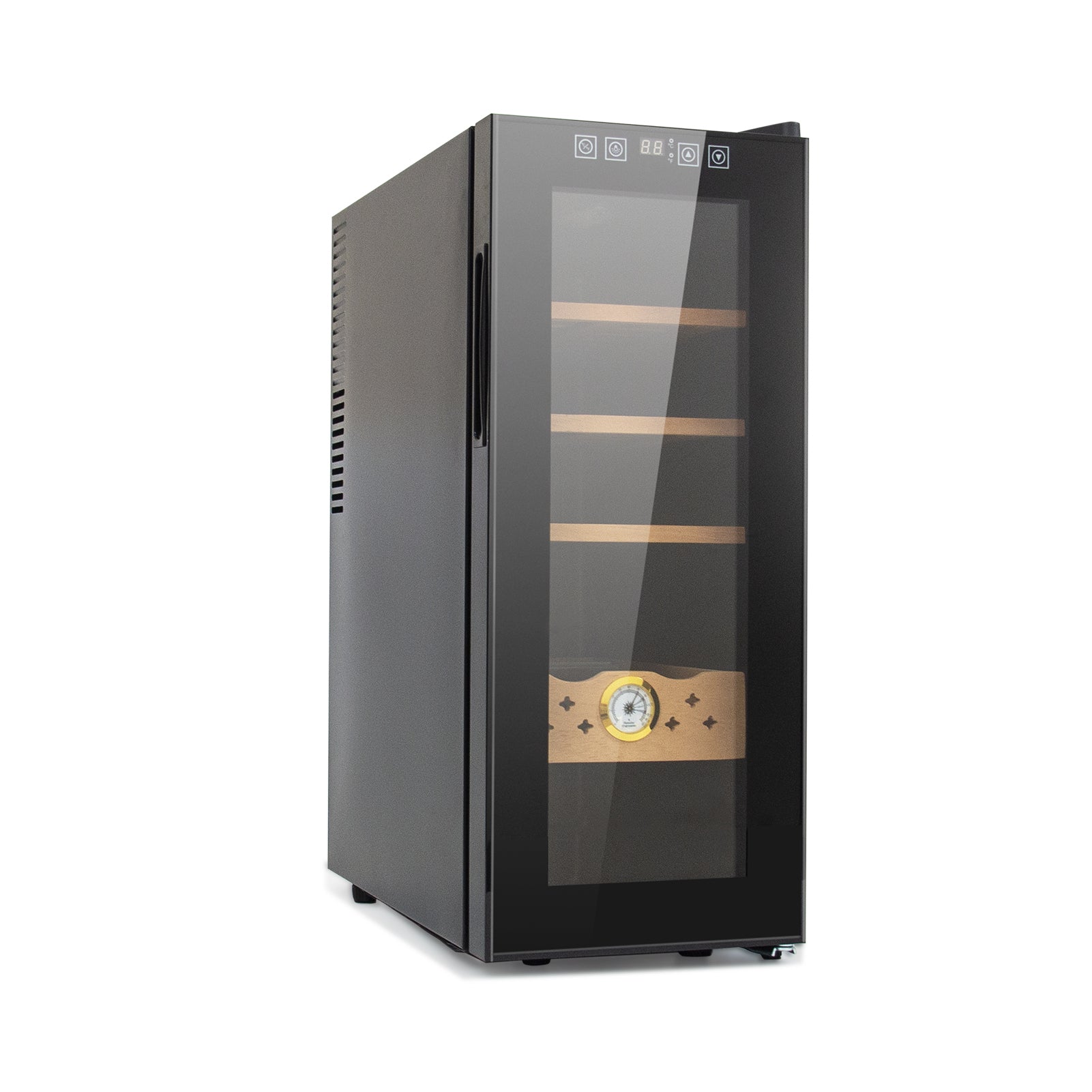 35L Humidors With Cooling And Heating Function250Counts Capacity Humidor Humidifiers With Constant Temperature Controller, Father'S Day Gift For Men Black Steel