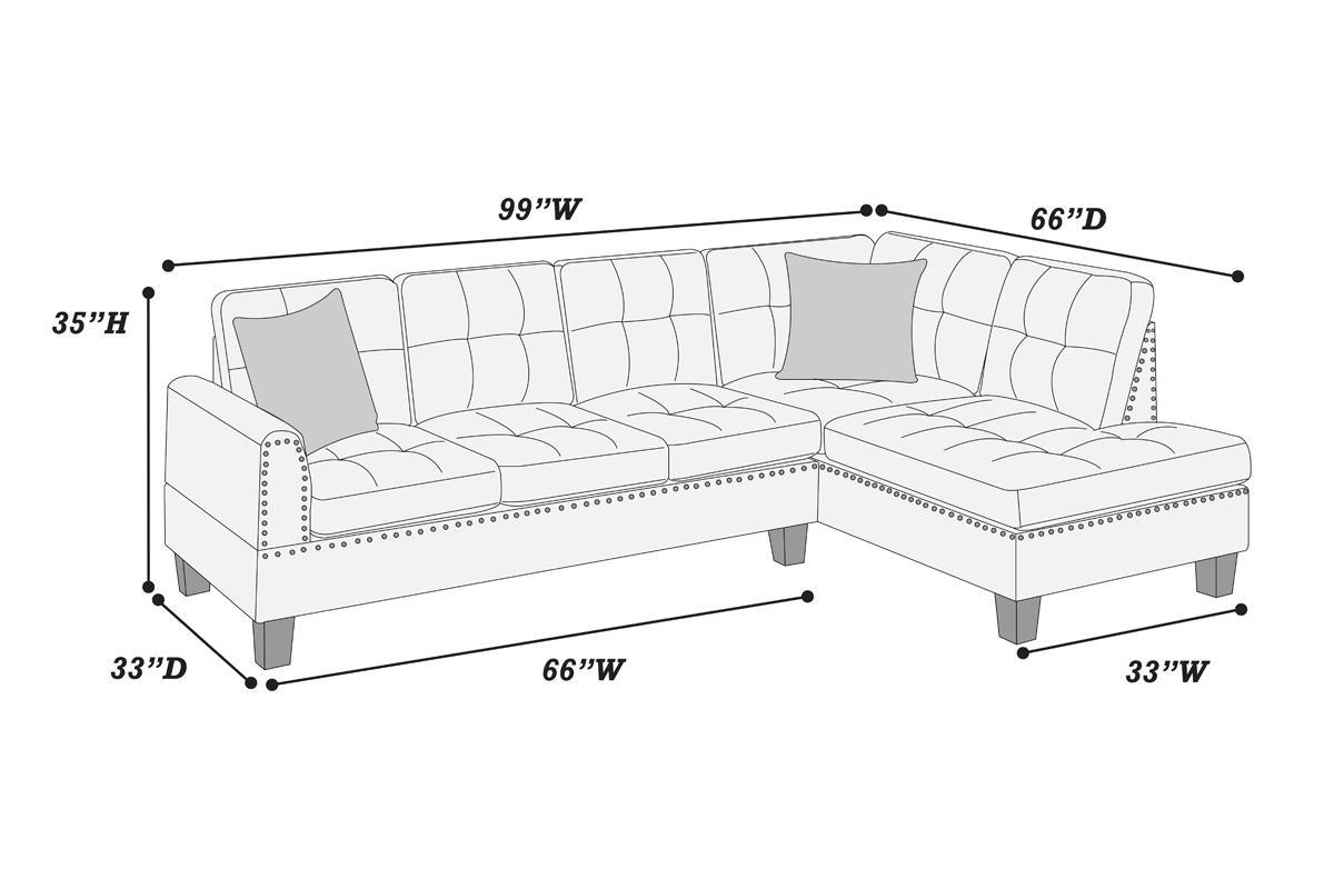 Living Room Furniture 2 Pcs Sectional Sofa Set Laf Sofa And Raf Chaise Ash Black Color Tweeted Like Velvet Tufted Couch Nailheads Black Primary Living Space Contemporary,Modern,Transitional L Shaped Rubberwood Fabric 5 Seat