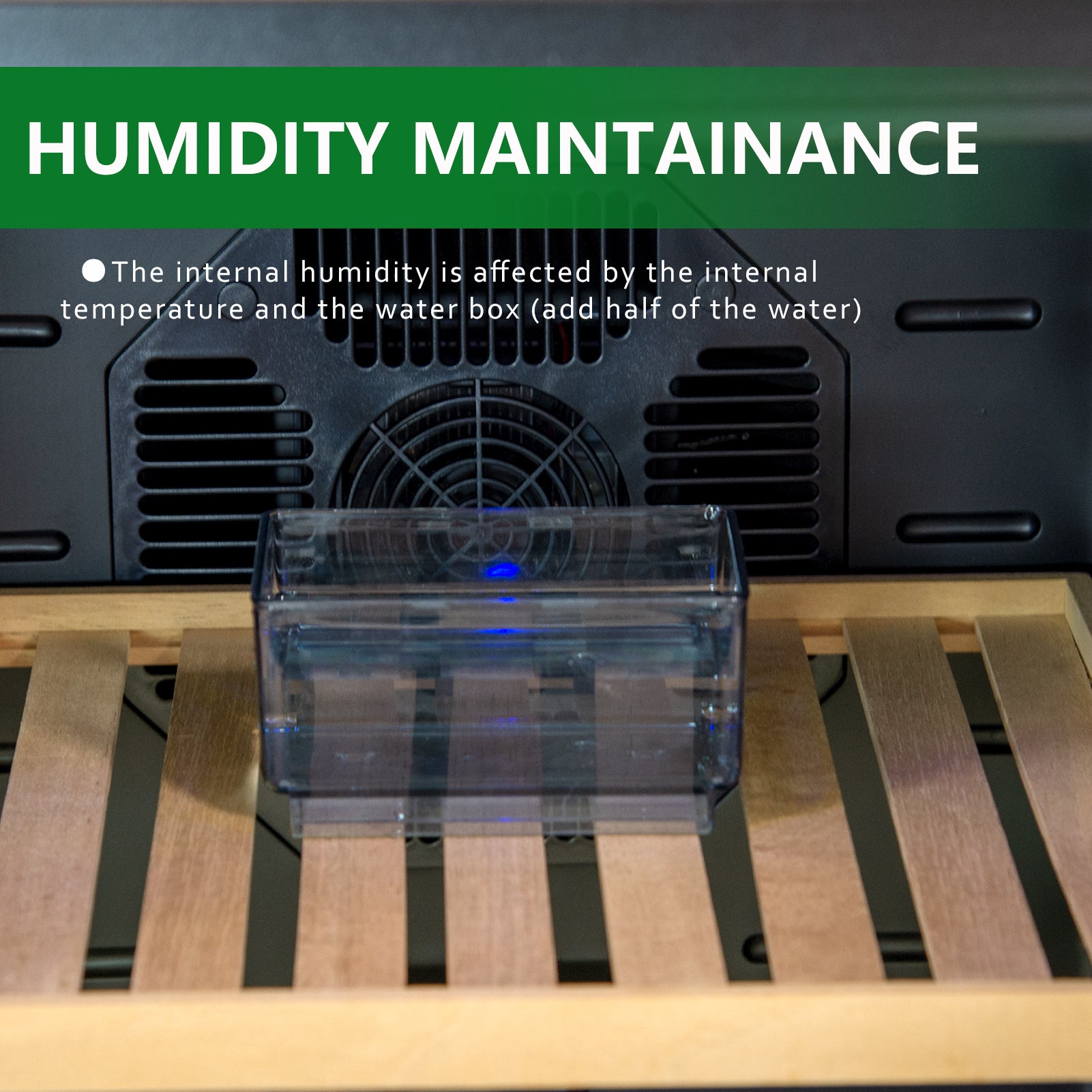 50L Humidors With Cooling And Heating Function300 Counts Capacity Humidor Humidifiers With Constant Temperature Controller, Father'S Day Gift For Men Black Steel