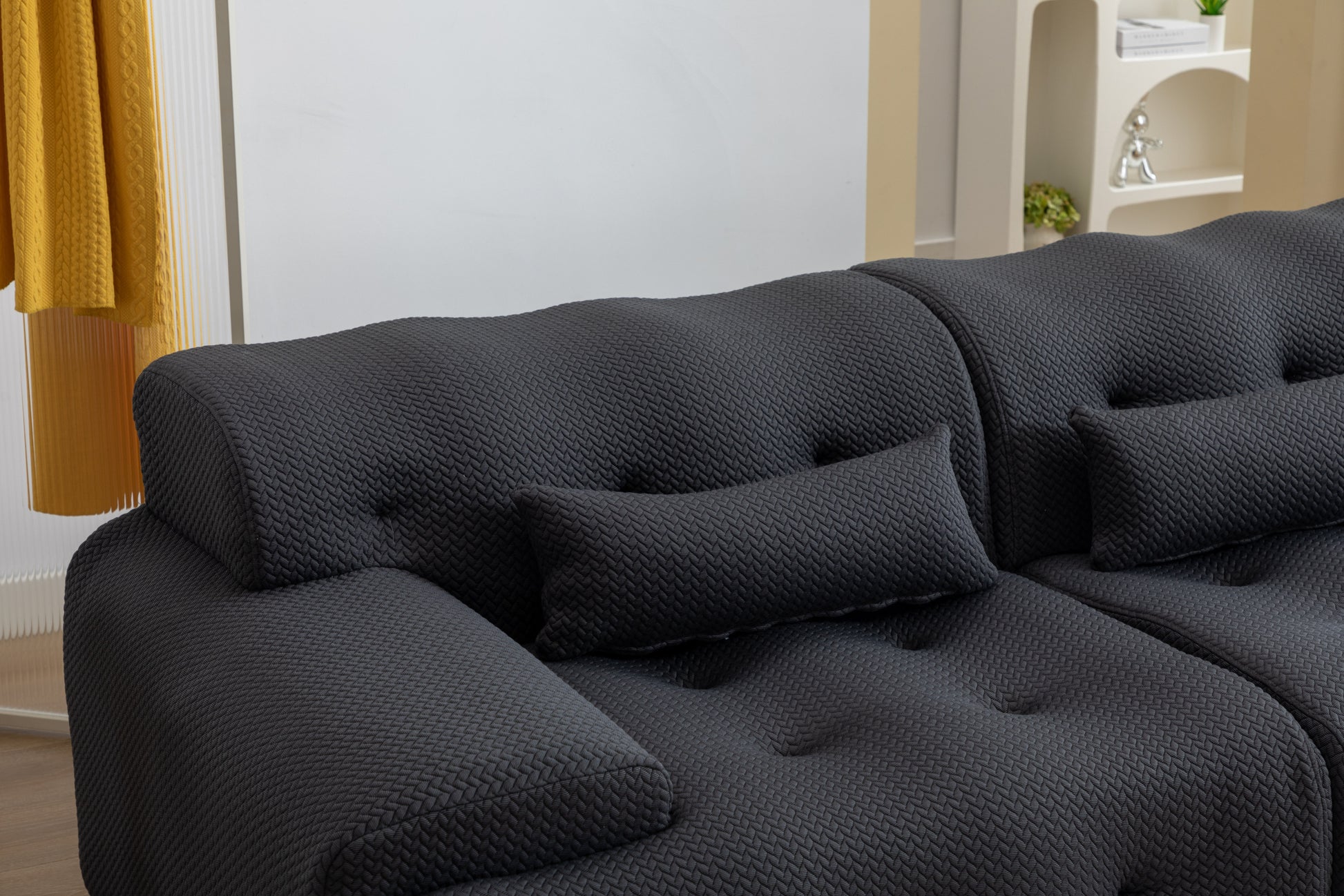 Large Size 2 Seater Sofa, Pure Foam Comfy Sofa Couch, Modern Lounge Sofa For Living Room, Apartment Black Foam Spring