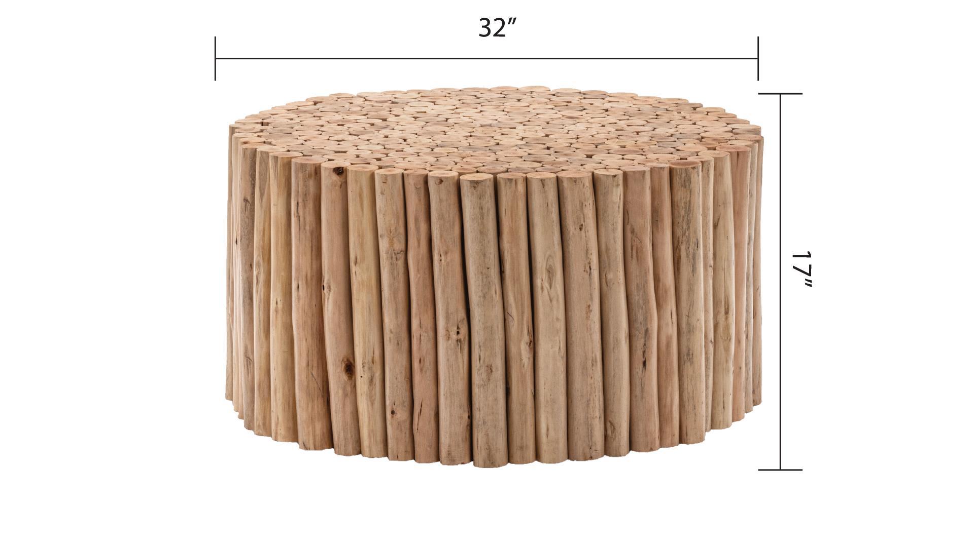 T1009 32 Coffee Table Natural Natural Primary Living Space Modern Round Open Storage Coffee & End Tables Wood