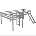 L Shaped Twin Size Loft Bed With Ladder And Slide, Gray Gray Solid Wood Mdf