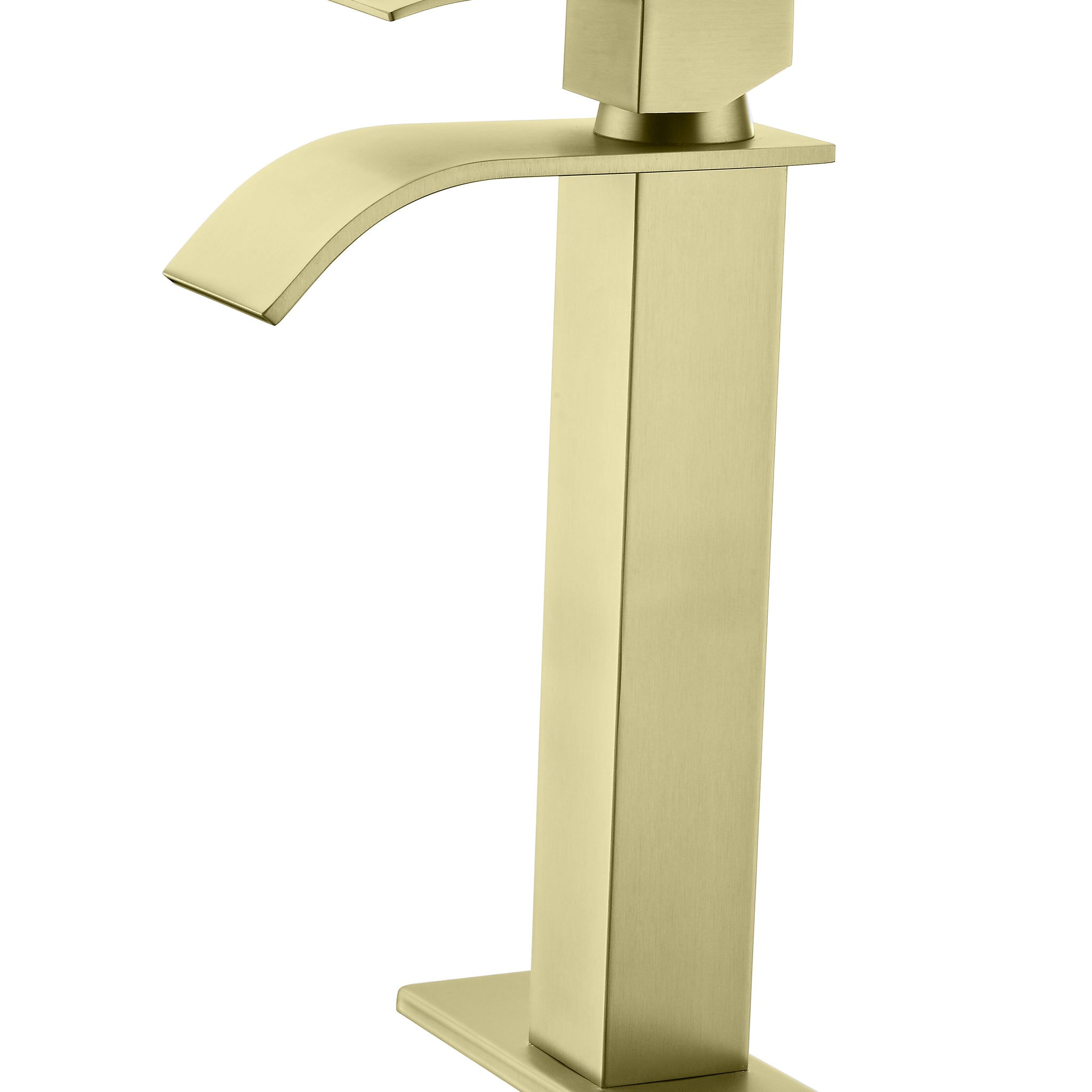 Waterfall Spout Bathroom Faucet,Single Handle Bathroom Vanity Sink Faucet Brushed Gold Stainless Steel