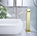 Waterfall Spout Bathroom Faucet,Single Handle Bathroom Vanity Sink Faucet Brushed Gold Stainless Steel