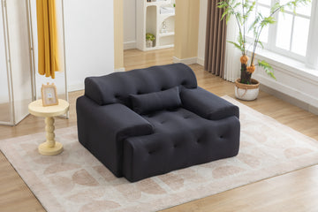 Large Size 1 Seater Sofa, Pure Foam Comfy Sofa Couch, Modern Lounge Sofa For Living Room, Apartment Dark Grey Foam Spring