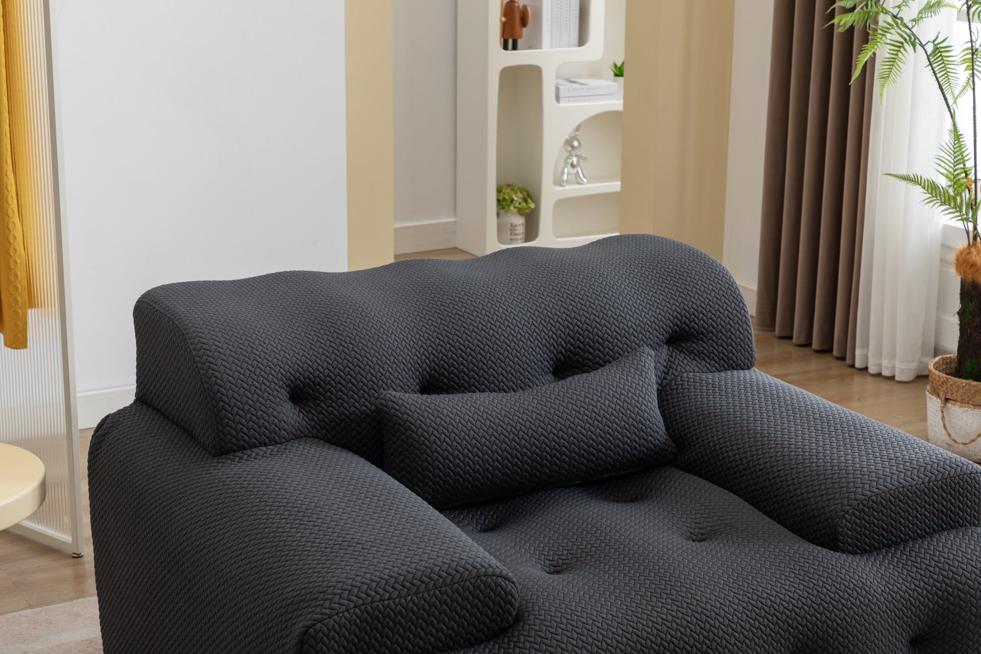 Large Size 1 Seater Sofa, Pure Foam Comfy Sofa Couch, Modern Lounge Sofa For Living Room, Apartment Black Foam Spring