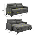 3 In 1 Convertible Sleeper Sofa Bed, Modern Fabric Loveseat Futon Sofa Couch W Pullout Bed, Small Beautiful Seat Lounge Sofa W Reclining Backrest, Furniture For Living Room, Grey Grey Foam Upholstered