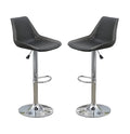 Dining Kitchen Adjustable Bar Stool Chair Ebony Color Wax Polyurethane Leather Chrome Base Modern Set Of 2 Chairs Bar Stool Ebony Dining Room Contemporary,Modern Bar Stools Solid Back Metal