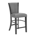 2Pc Contemporary Glam Upholstered Counter Height Dining Side Chair Padded Plush Gray Fabric Upholstery Rich Black Color Wooden Furniture Gray Dining Room Contemporary,Farmhouse Dining Chairs Wood