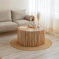 T1009 32 Coffee Table Natural Natural Primary Living Space Modern Round Open Storage Coffee & End Tables Wood