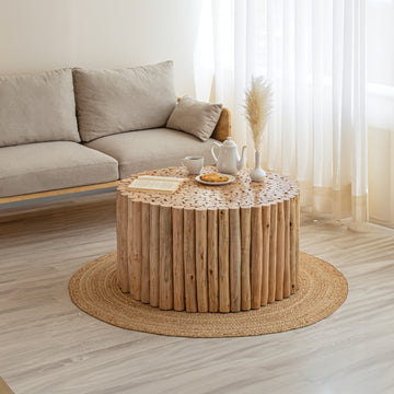 T1009 32 Coffee Table Natural Natural Primary Living Space Modern Round Open Storage Coffee & End Tables Wood