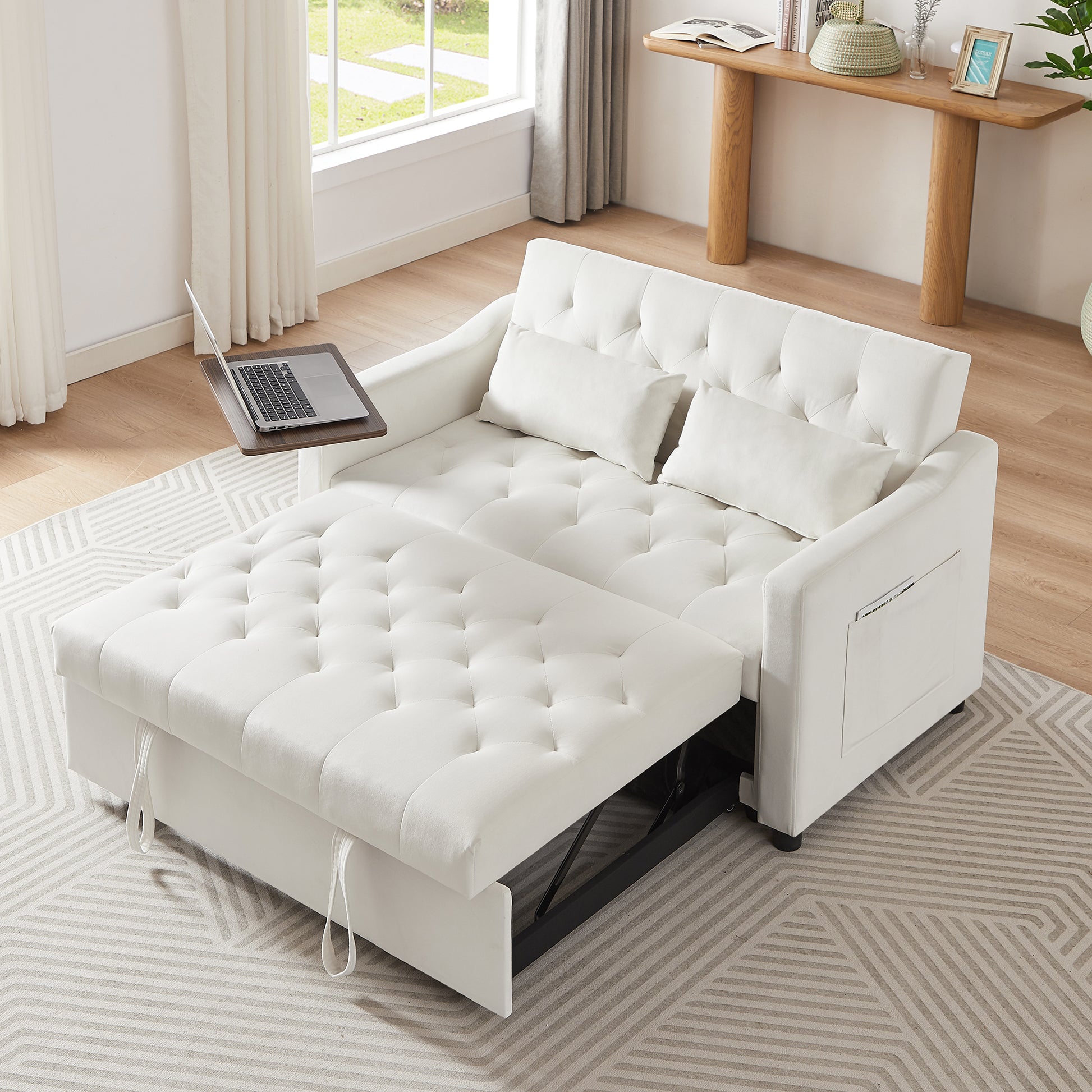 Cream White Velvet Sofa Bed Cream White Velvet Wood Tufted Back Foam Velvet 2 Seat