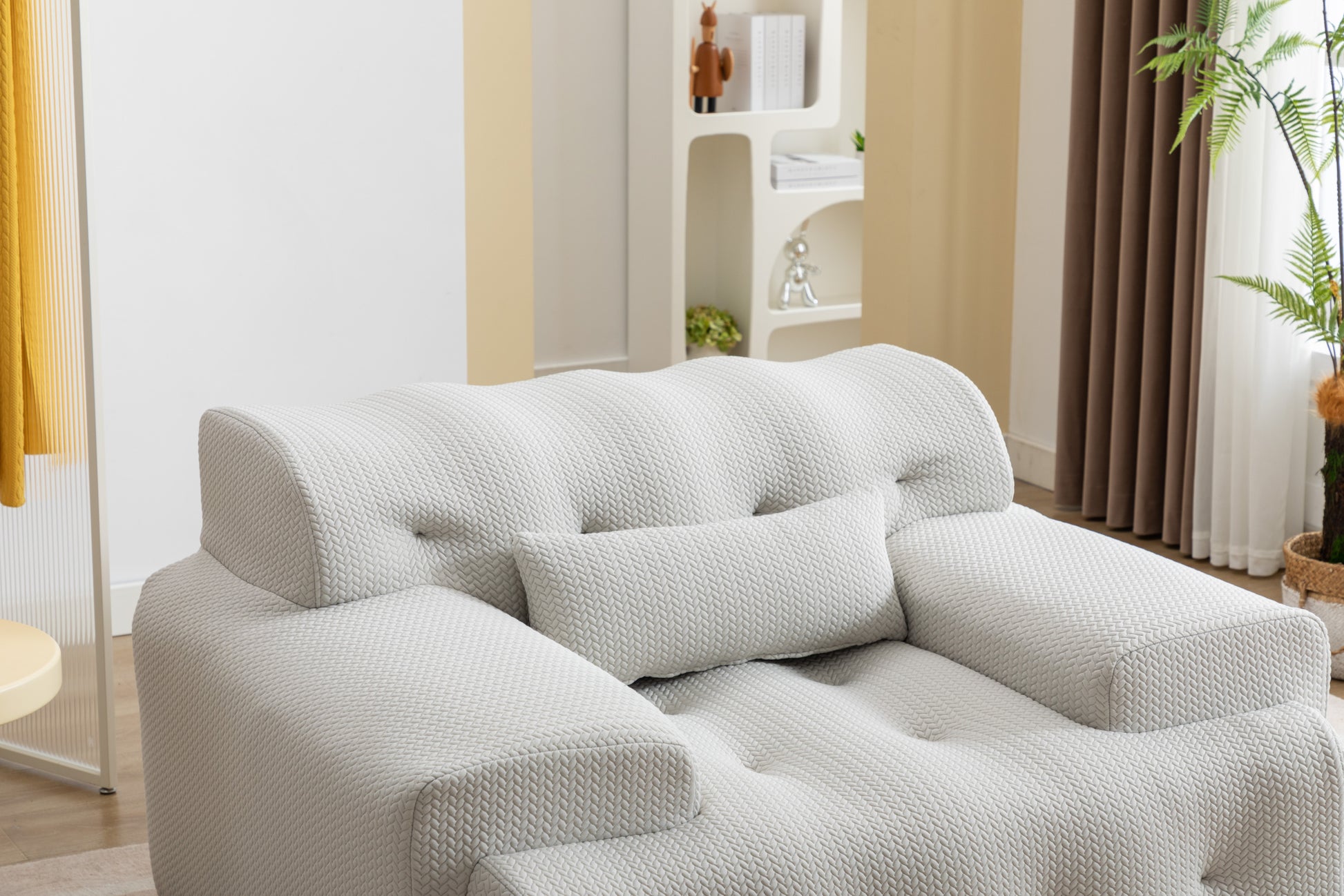 Large Size 1 Seater Sofa, Pure Foam Comfy Sofa Couch, Modern Lounge Sofa For Living Room, Apartment Beige Foam Spring